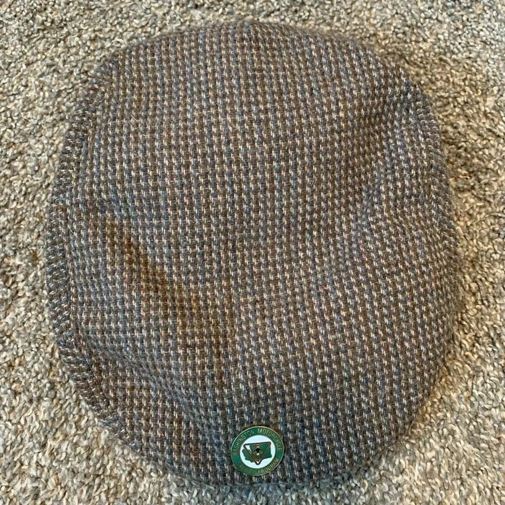 Vintage Brown Plaid Wool Captains Hat Cabbie Cab Hat Unisex - Picture 6 of 8